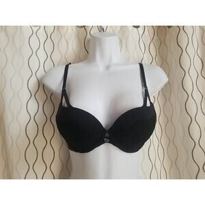 Blackheart Black Lace Padded Underwire Stripes Womens Bra Size 32A